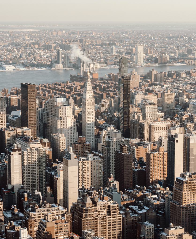 Drone shot of large city